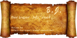 Beringer József névjegykártya
